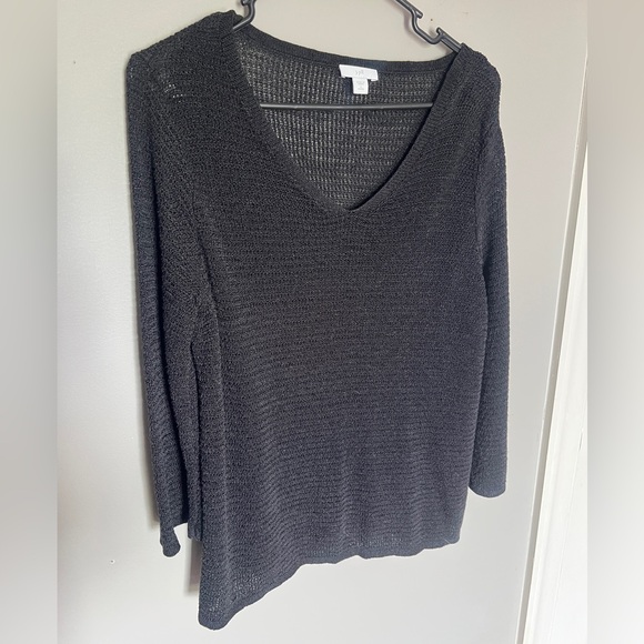 J. Jill Black V-Neck Women's Sweater Size Large Petite - Picture 3 of 6